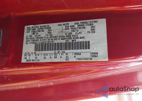 1999 Ford E-150 Xl/Xlt z USA, uszkodzony, nr VIN 1FMRE11L3XHC35197